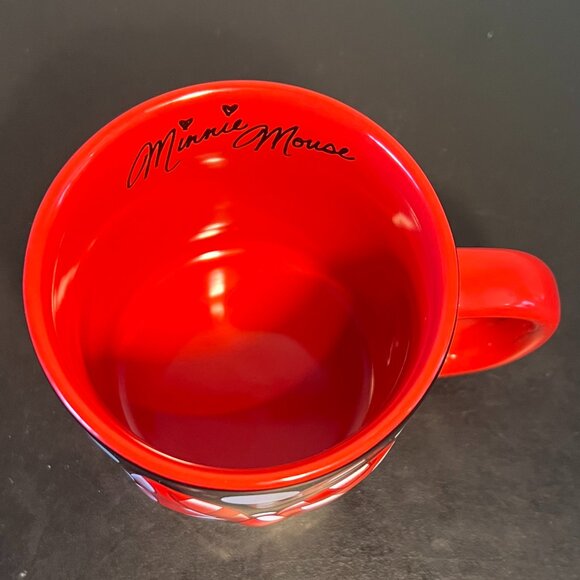 Disney Embossed MINNIE MOUSE Polka Dot Bow Mug ~ Black & Red w/ White Polka Dots - Picture 7 of 10